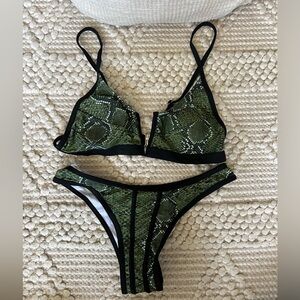 Green snakeskin print bikini